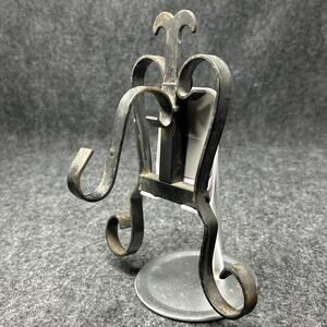 Vtg Cast Iron Wall Mount Plant Hanger Bracket Dinner Bell Hook 8" Rust Patina